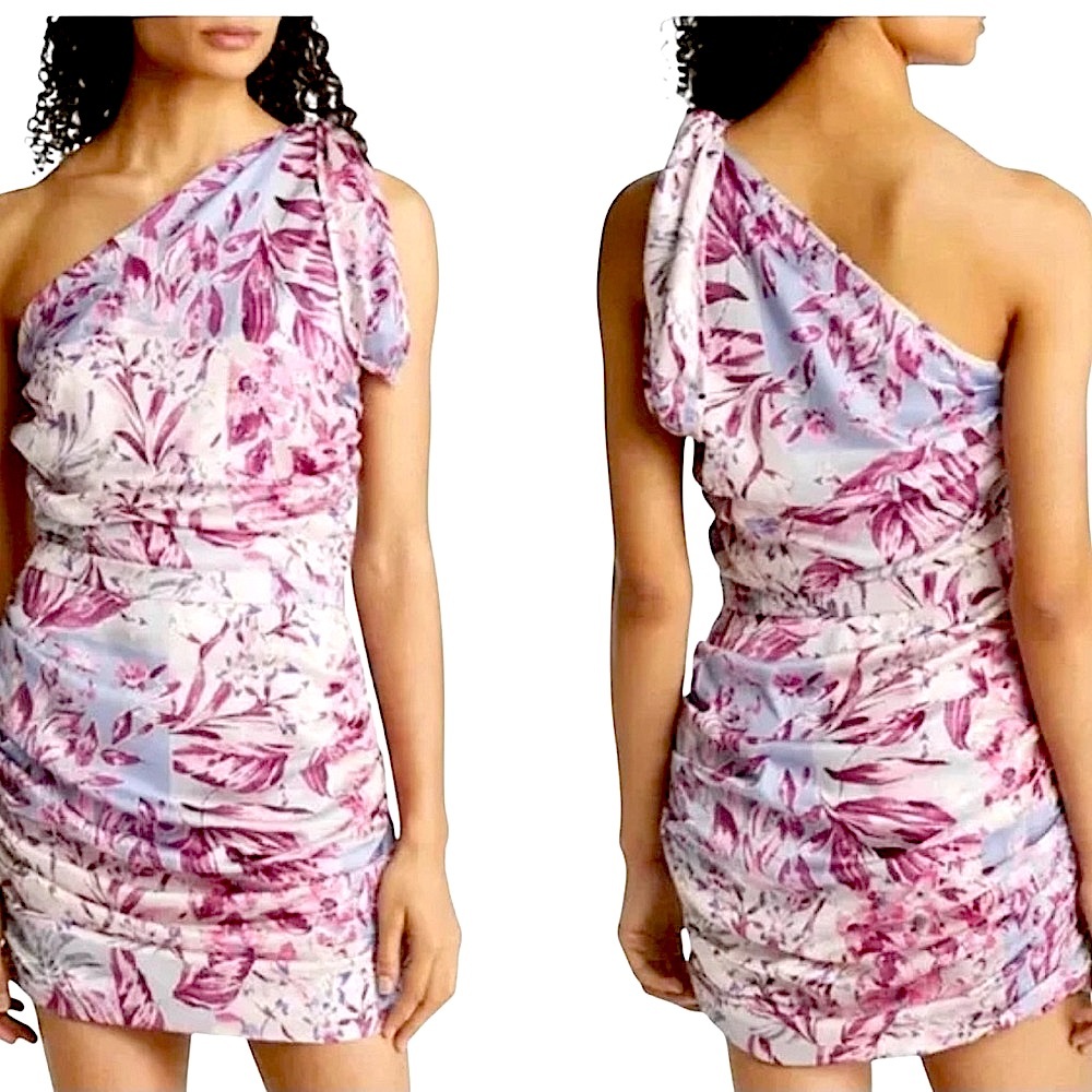 BTFL-LIFE Floral One-Shoulder Dress Mini Dress Sz S